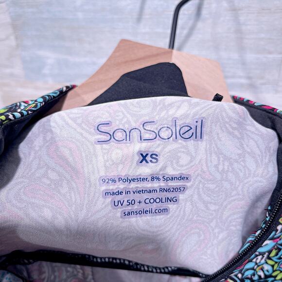 SANSOLEIL 3/4 Sleeve UV 50 Printed Golf 1/4 Zip Top Paisley Cooling Womens XS - Picture 6 of 6